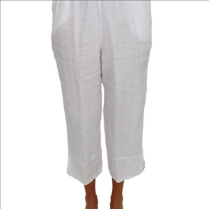 Match Point La Fixsun White Linen Capri Pants In XL NWT